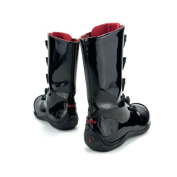 Ahnu Black Flat Winter Boot Size 7.5 Patent Leather Lace-Up Zip Closure Mid-Calf - Picture 12 of 15